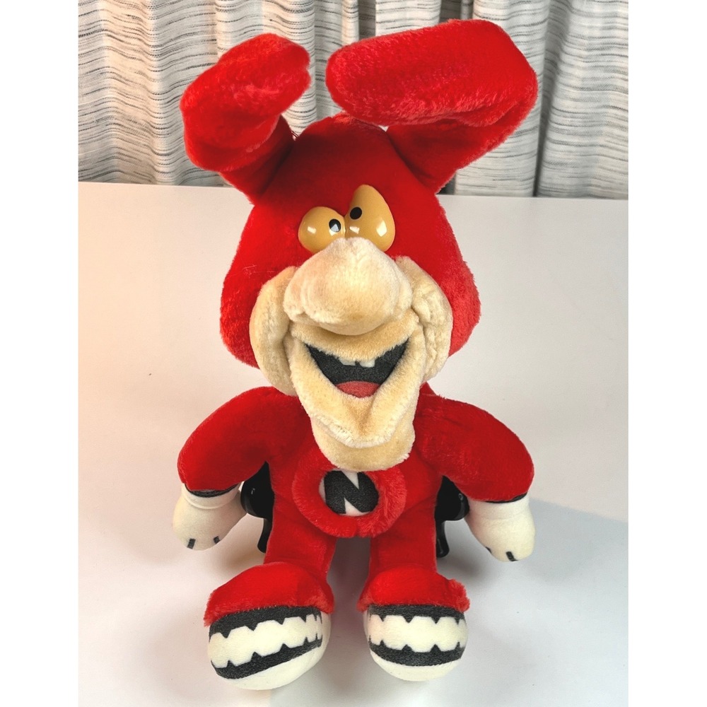 Vintage 1987 Dominos Pizza The Noid Plush Toy Advertising Mascot Red 12 Inch EUC